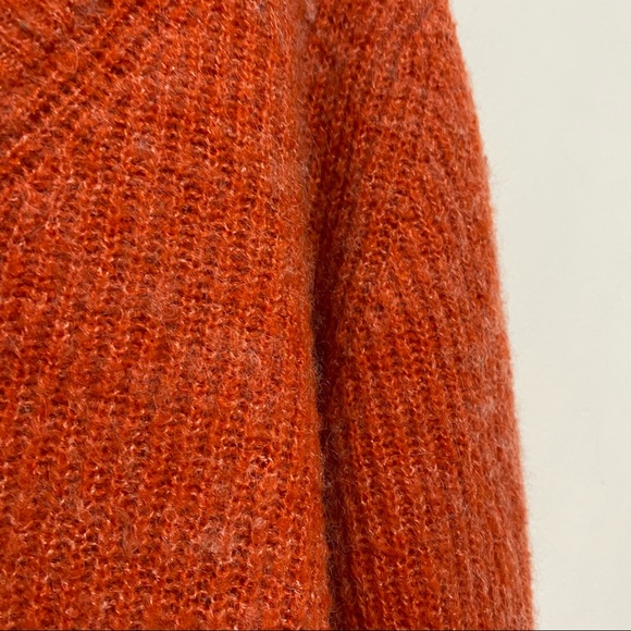 Kaffe Oversized Wool Mohair Blend V-Neck High Low Knit Sweater Burnt Orange XS-M - Picture 10 of 14
